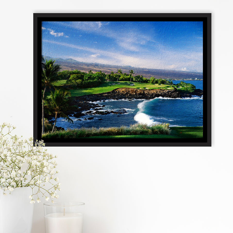 Mauna Kea Golf Course Hole 03, Hawaii, Golf Art Print, Gift for him, Framed Canvas Prints Wall Art