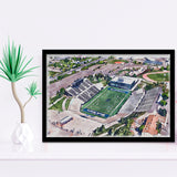 Maverik Stadium WaterColor Framed Art Prints, Logan Utah Watercolor, Stadium Art Gifts