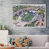 Maverik Stadium WaterColor Framed Canvas Prints, Logan Utah Watercolor, Stadium Art Gifts, Floating Frame