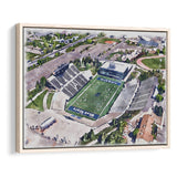 Maverik Stadium WaterColor Framed Canvas Prints, Logan Utah Watercolor, Stadium Art Gifts, Floating Frame