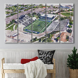Maverik Stadium WaterColor 5 Panels B Mixed Canvas Prints, Extra Large, Logan Utah Watercolor