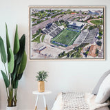 Maverik Stadium WaterColor Framed Canvas Prints, Logan Utah Watercolor, Stadium Art Gifts, Floating Frame