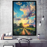 Melancholy Pastel Lemon Clouds in Sunset Garden, Framed Art Prints Wall Art Decor, Framed Picture Print