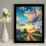 Melancholy Pastel Lemon Clouds in Sunset Garden, Framed Art Prints Wall Art Decor, Framed Picture Print