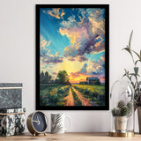 Melancholy Pastel Lemon Clouds in Sunset Garden, Framed Art Prints Wall Art Decor, Framed Picture Print