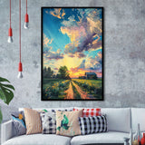 Melancholy Pastel Lemon Clouds in Sunset Garden, Framed Art Prints Wall Art Decor, Framed Picture Print