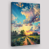 Melancholy Pastel Lemon Clouds in Sunset Garden, Canvas Prints Wall Art Decor, Painting Canvas