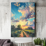 Melancholy Pastel Lemon Clouds in Sunset Garden, Canvas Prints Wall Art Decor, Painting Canvas