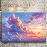 Melancholy Pastel Lemon Pink Clouds, Art Print, Canvas Print Wall Art Home Decor
