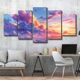 Melancholy Pastel Lemon Pink Clouds, Multi Panel,Mixed Canvas Print Wall Art Decor