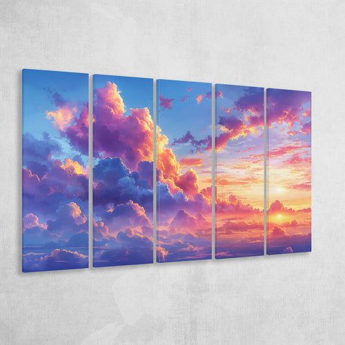 Melancholy Pastel Lemon Pink Clouds, Extra Large Canvas, Canvas Print Wall Art Decor