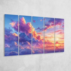 Melancholy Pastel Lemon Pink Clouds, Extra Large Canvas, Canvas Print Wall Art Decor