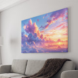 Melancholy Pastel Lemon Pink Clouds, Art Print, Canvas Print Wall Art Home Decor