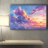 Melancholy Pastel Lemon Pink Clouds, Art Print, Canvas Print Wall Art Home Decor