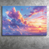 Melancholy Pastel Lemon Pink Clouds, Art Print, Canvas Print Wall Art Home Decor