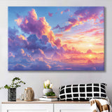 Melancholy Pastel Lemon Pink Clouds, Art Print, Canvas Print Wall Art Home Decor