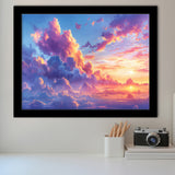 Melancholy Pastel Lemon Pink Clouds, Painting Art, Framed Art Print Wall Art Home Decor