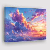 Melancholy Pastel Lemon Pink Clouds, Art Print, Canvas Print Wall Art Home Decor