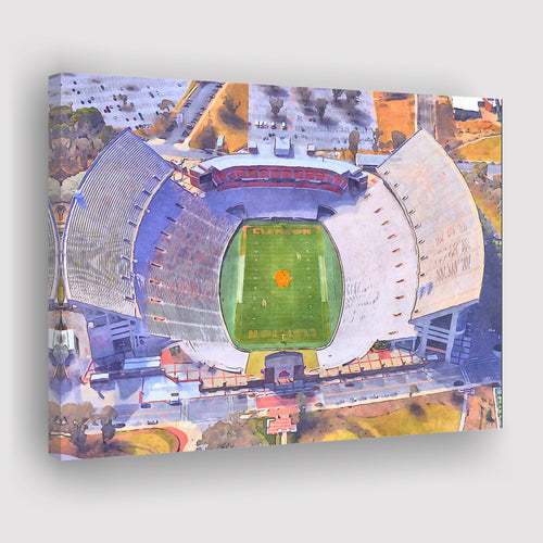 Memorial Stadium Clemson WaterColor Canvas Prints, Pickens County South Carolina Watercolor, Stadium Art Gifts