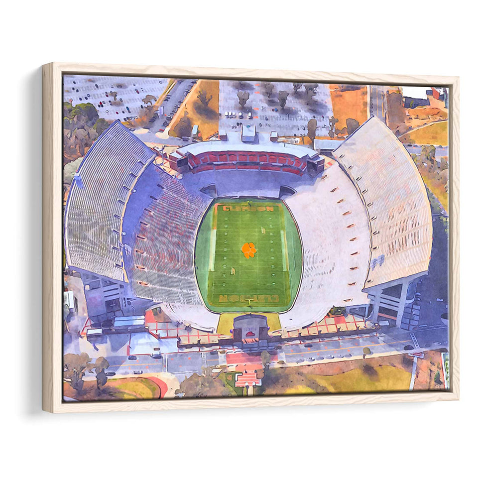 Memorial Stadium Clemson WaterColor Framed Canvas Prints, Stadium Art Gifts, Floating Frame