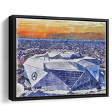 Mercedes-Benz Stadium WaterColor Framed Canvas Prints, Atlanta Georgia Watercolor, Stadium Art Gifts, Floating Frame