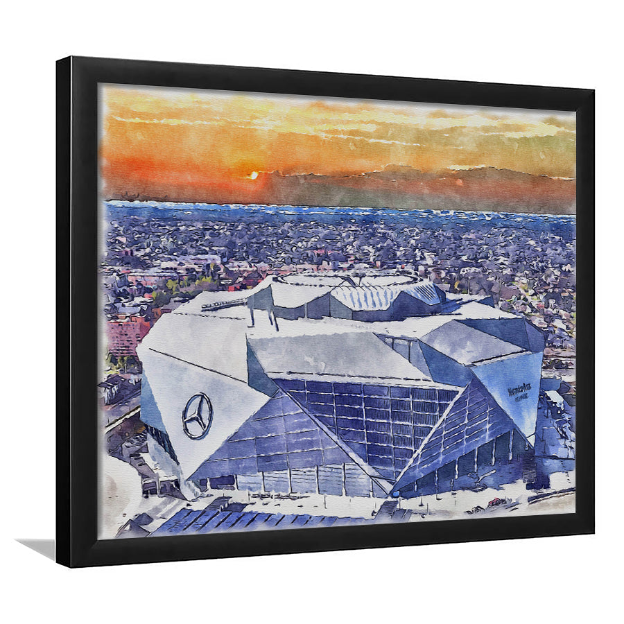 Mercedes-Benz Stadium WaterColor Framed Art Prints, Atlanta Georgia Watercolor, Stadium Art Gifts