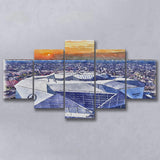 Mercedes-Benz Stadium WaterColor 5 Panels Mix Canvas Prints, Atlanta Georgia Watercolor, Large Stadium Canvas