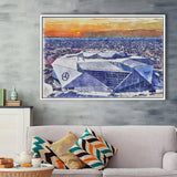 Mercedes-Benz Stadium WaterColor Framed Canvas Prints, Atlanta Georgia Watercolor, Stadium Art Gifts, Floating Frame