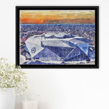 Mercedes-Benz Stadium WaterColor Framed Canvas Prints, Atlanta Georgia Watercolor, Stadium Art Gifts, Floating Frame