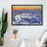 Mercedes-Benz Stadium WaterColor Framed Canvas Prints, Atlanta Georgia Watercolor, Stadium Art Gifts, Floating Frame