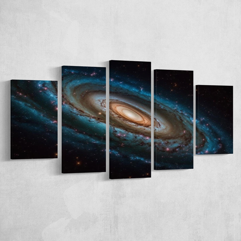 Milky Way Galaxy Photography, Astrophotography Canvas Print, Multi Panel Canvas Print Wall Art Decor, 5 Mixed Panel