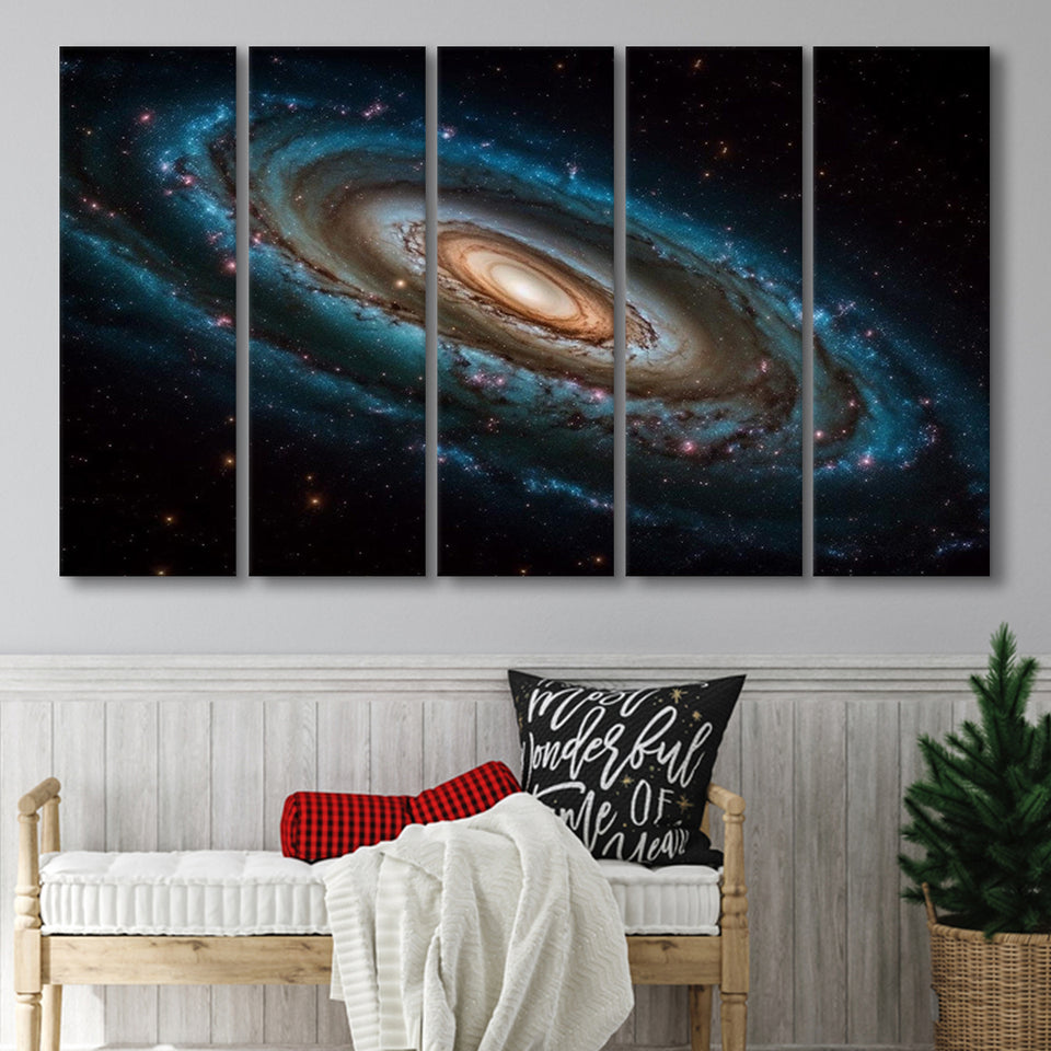 Milky Way Galaxy Photography, Astrophotography Canvas Print, Extra Large Multi 5 Panel Canvas Print Wall Art Decor