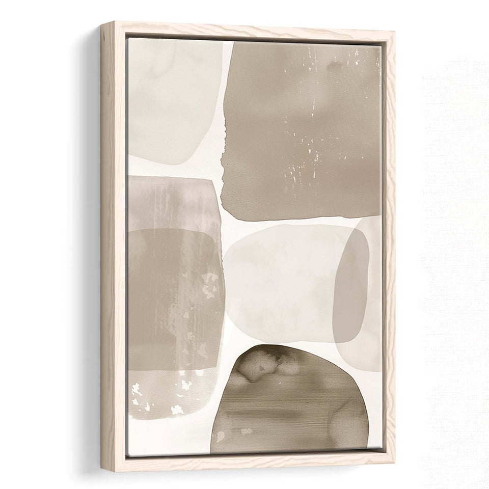 Minimalist Abstract Tonal Fluidity Art Print Modern Neutral Wall Art Home Decor, Framed Canvas Print, Floating Frame
