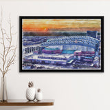 Minute Maid Park WaterColor Framed Canvas Prints, Houston Texas Baseball Watercolor, Stadium Art Gifts, Floating Frame
