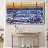 Minute Maid Park WaterColor 5 Panels B Mixed Canvas Prints, Extra Large, Houston Texas Baseball Watercolor