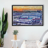 Minute Maid Park WaterColor Framed Canvas Prints, Houston Texas Baseball Watercolor, Stadium Art Gifts, Floating Frame