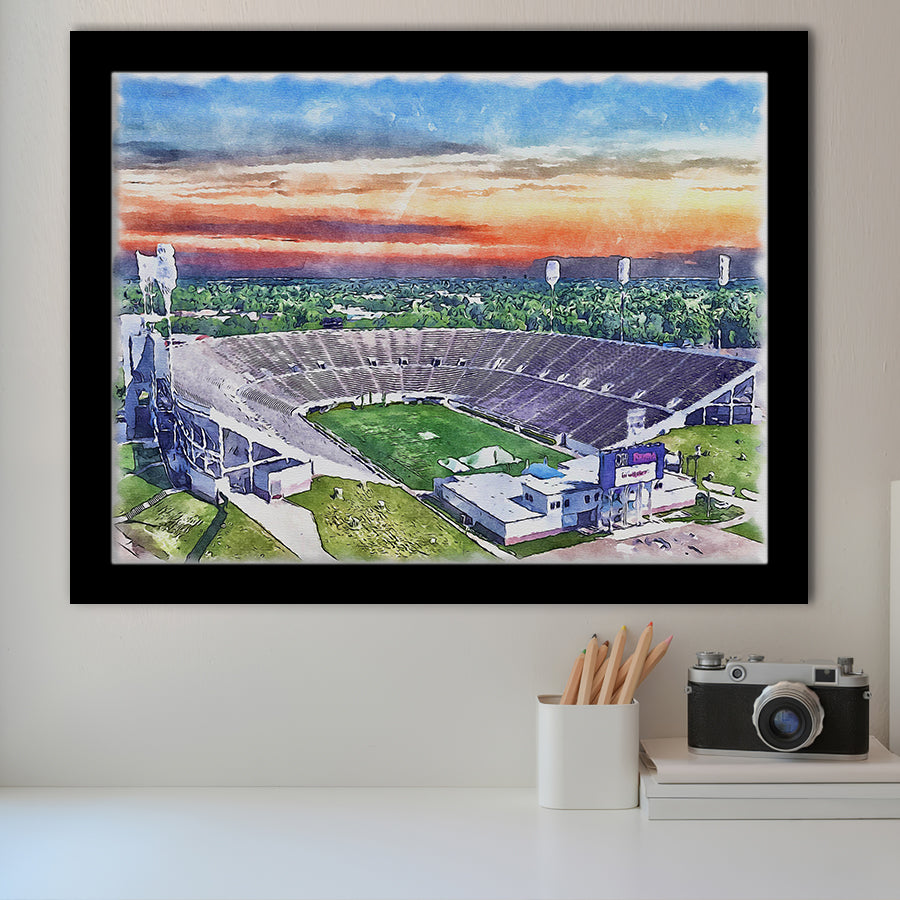 Mississippi Veterans Memorial Stadium WaterColor Framed Art Prints, Jackson Mississippi Watercolor, Stadium Art Gifts