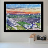 Mississippi Veterans Memorial Stadium WaterColor Framed Art Prints, Jackson Mississippi Watercolor, Stadium Art Gifts