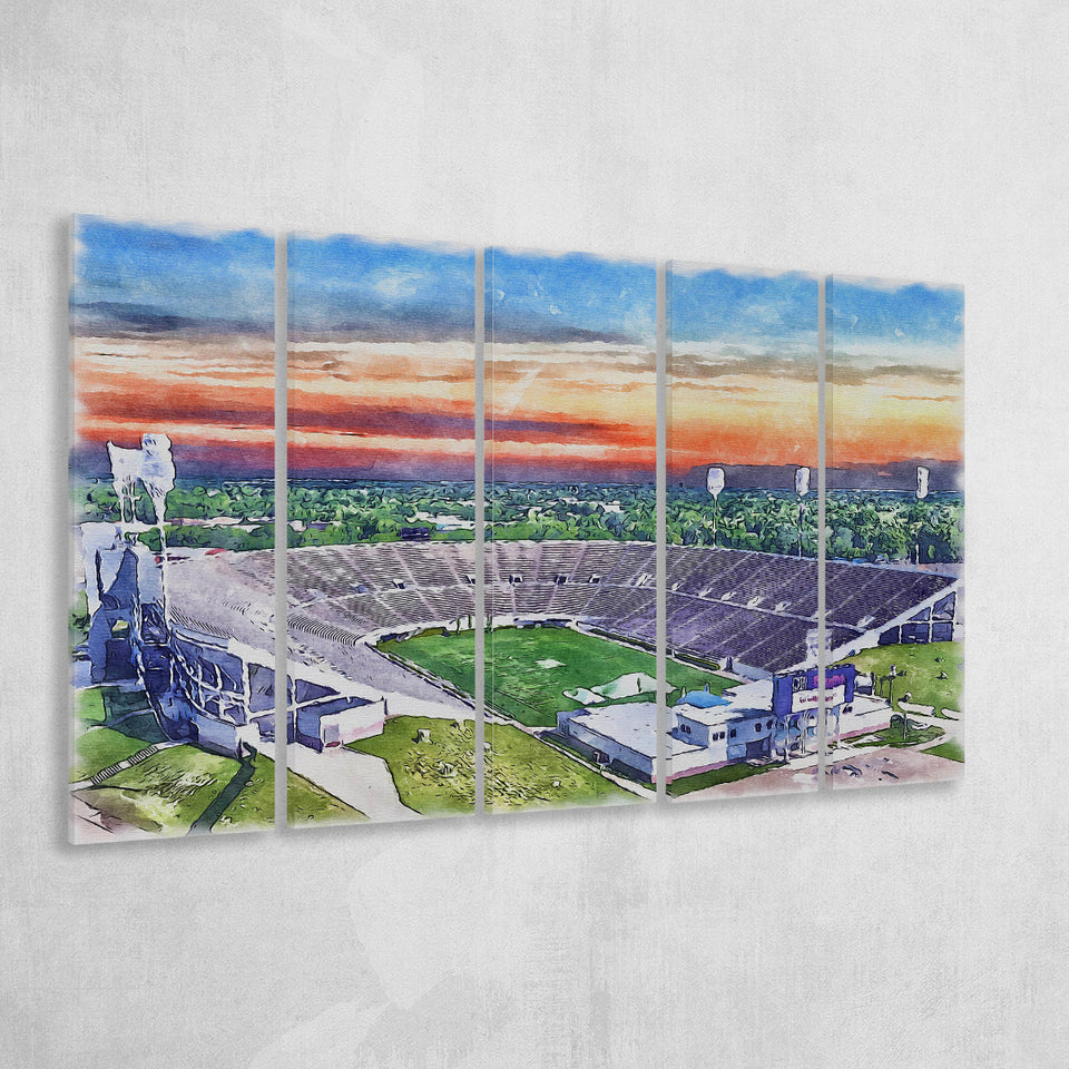 Mississippi Veterans Memorial Stadium WaterColor 5 Panels B Mixed Canvas Prints, Extra Large