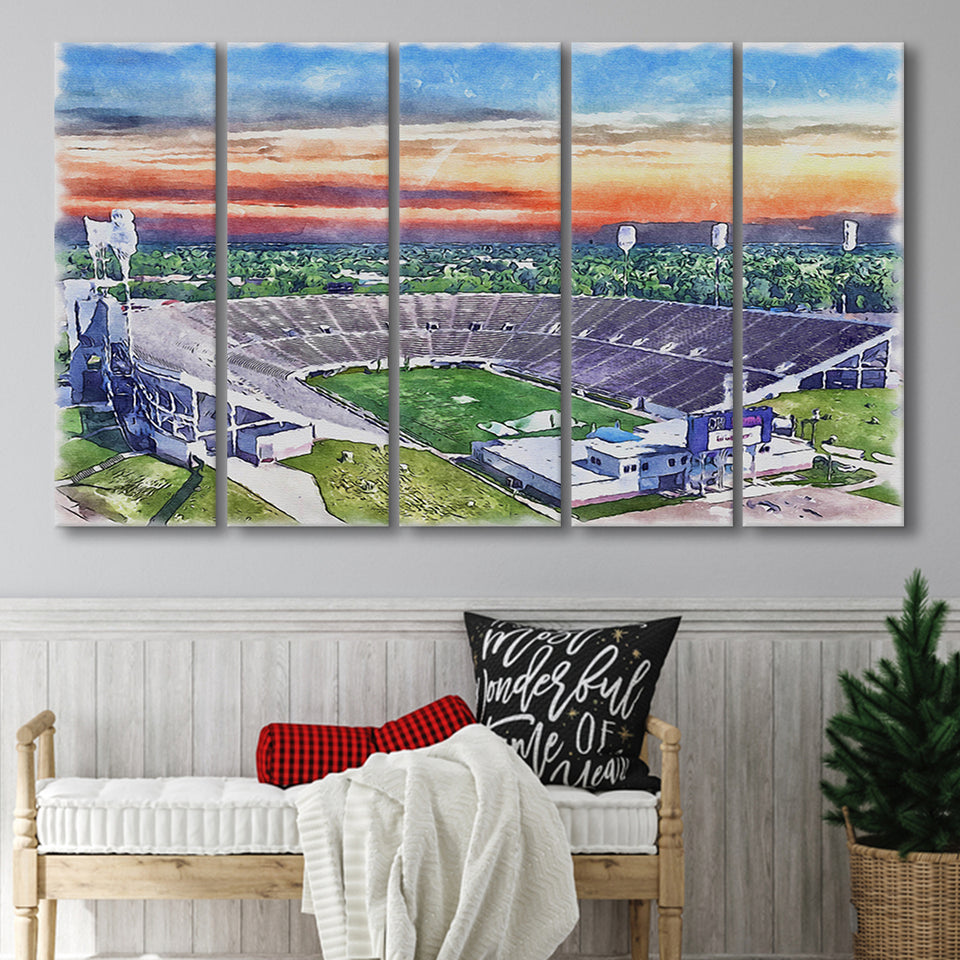 Mississippi Veterans Memorial Stadium WaterColor 5 Panels B Mixed Canvas Prints, Extra Large