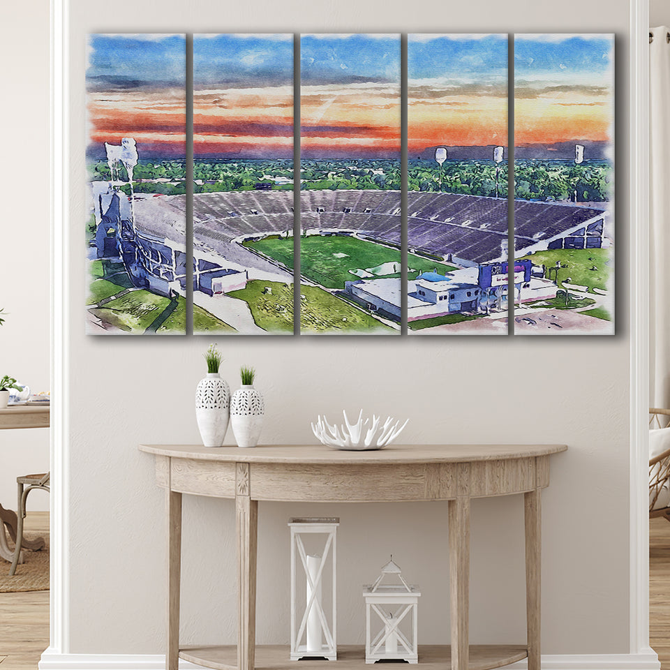 Mississippi Veterans Memorial Stadium WaterColor 5 Panels B Mixed Canvas Prints, Extra Large