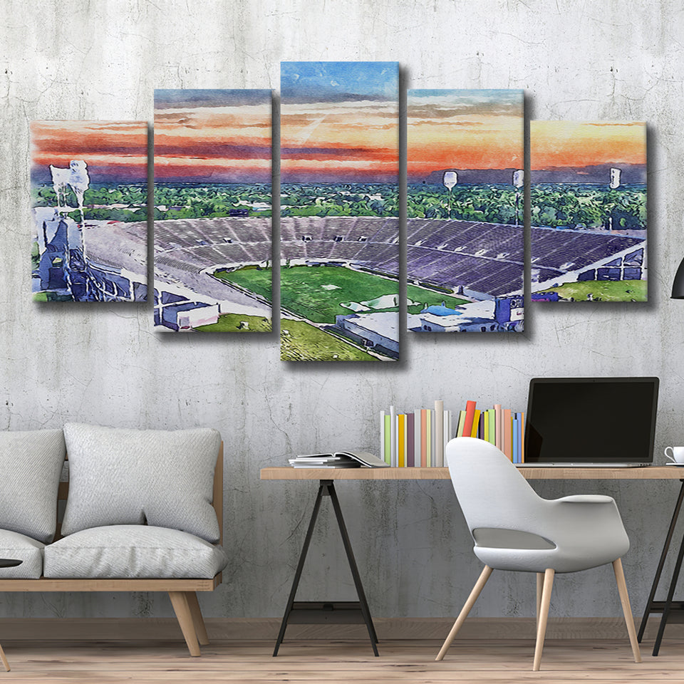 Mississippi Veterans Memorial Stadium WaterColor 5 Panels Mix Canvas Prints, Large Stadium Canvas