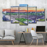 Mississippi Veterans Memorial Stadium WaterColor 5 Panels Mix Canvas Prints, Large Stadium Canvas