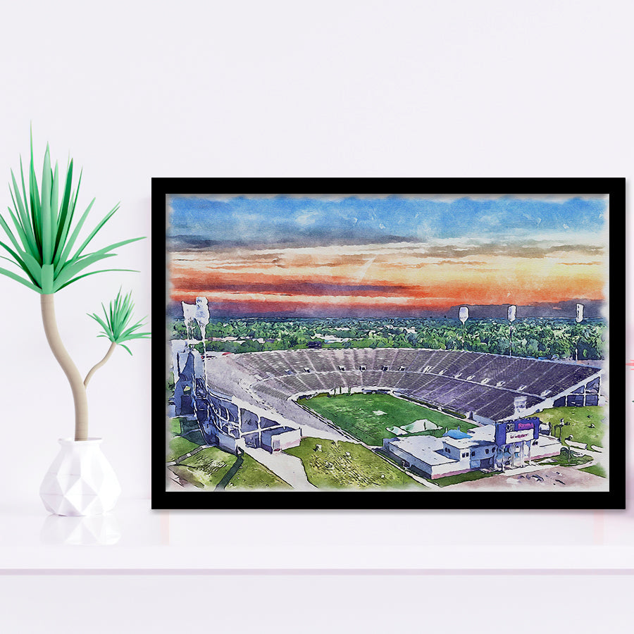 Mississippi Veterans Memorial Stadium WaterColor Framed Art Prints, Jackson Mississippi Watercolor, Stadium Art Gifts