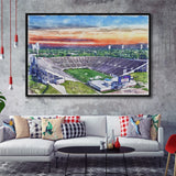 Mississippi Veterans Memorial Stadium WaterColor Framed Canvas Prints, Stadium Art Gifts, Floating Frame