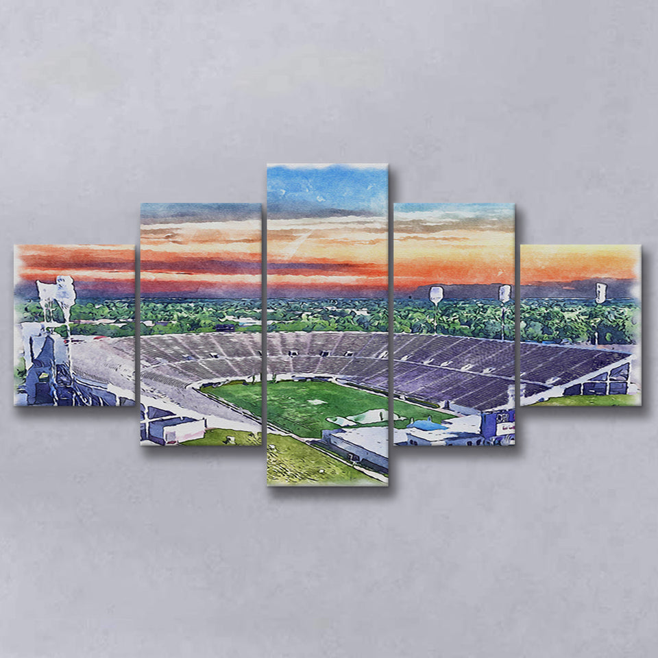 Mississippi Veterans Memorial Stadium WaterColor 5 Panels Mix Canvas Prints, Large Stadium Canvas