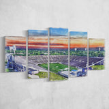 Mississippi Veterans Memorial Stadium WaterColor 5 Panels Mix Canvas Prints, Large Stadium Canvas