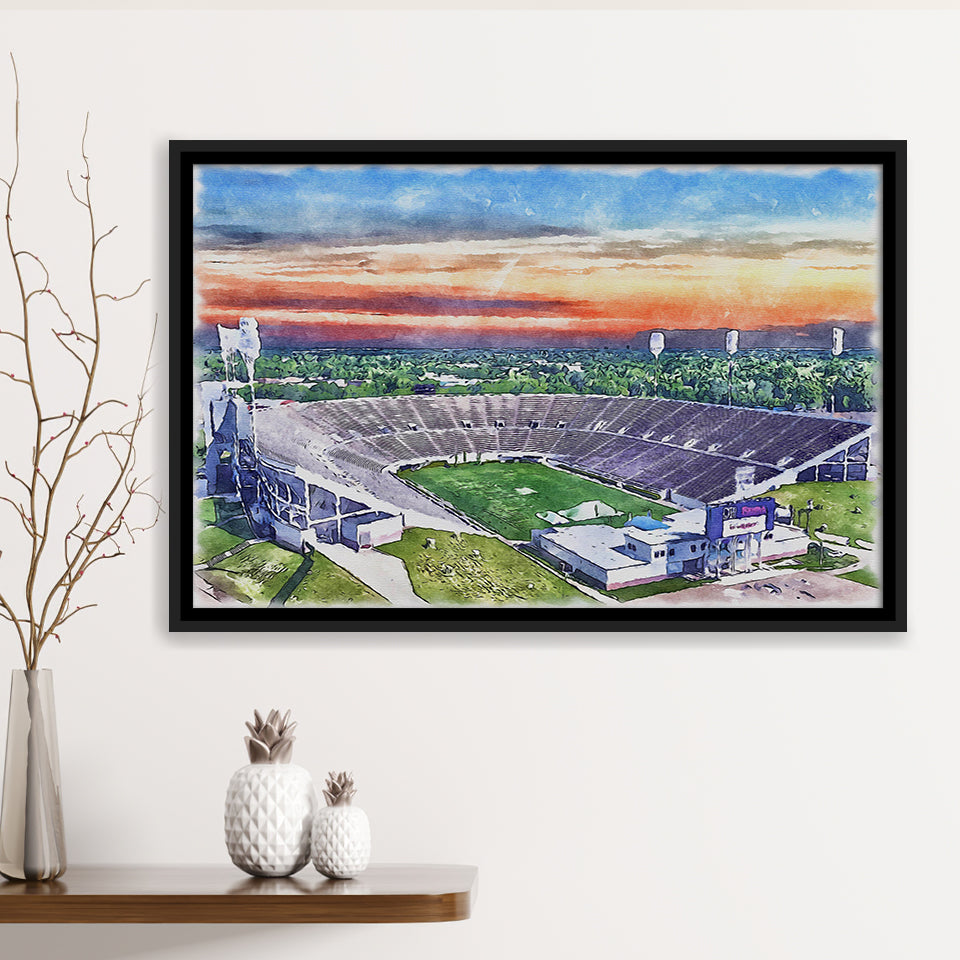 Mississippi Veterans Memorial Stadium WaterColor Framed Canvas Prints, Stadium Art Gifts, Floating Frame