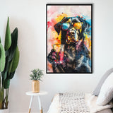 Modern Dog With Sunglasses Cool Pet Art, Framed Canvas Painting, Framed Canvas Prints Wall Art Decor