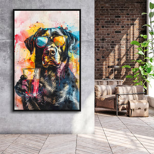 Modern Dog With Sunglasses Cool Pet Art, Framed Canvas Painting, Framed Canvas Prints Wall Art Decor